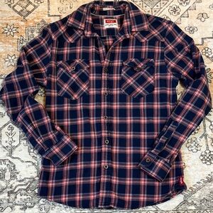 WRANGLER S Premium slim fit plaid flannel long sleeve button down